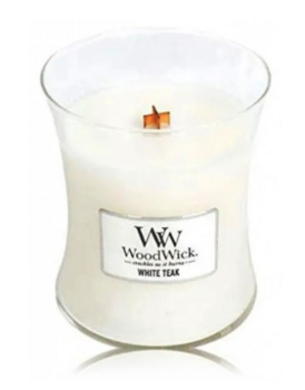 Woodwick White Teak Aromātiskā svece 85 g (5038581062150)