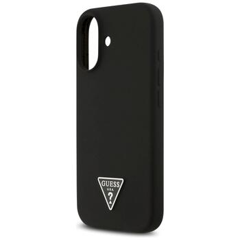 Case Guess Silicone Triangle Logo MagSafe Aizsargapvalks priekš iPhone 17 / melns (GUHMP17SSCTRLMK)