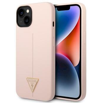 Guess GUHCP14MSLTGP Silicone Triangle Hardcase Aizsargapvalks priekš iPhone 14 Plus/15 Plus 6.7