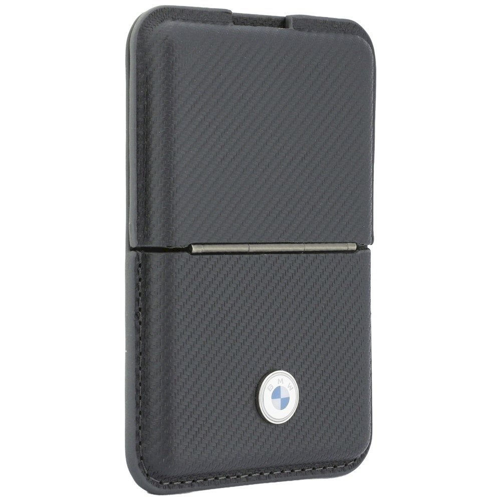 BMW Carbon Wallet Case Metal Logos MagSafe Telefona maciņš ar rāvējslēdzēju / antracīta (BMOWMCS26PTKLG)