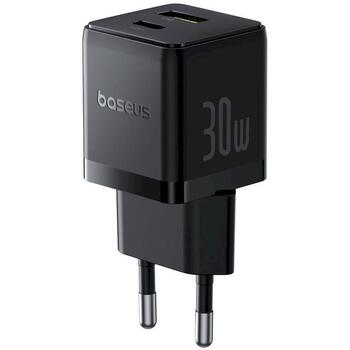 Baseus Palm Fast Charger Зарядное устройство USB-A + USB-C 30W / чёрный (P1011160A113-00)