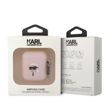 Karl Lagerfeld KLA2RUNIKP Silicone Karl Head 3D Aizsargapvalks priekš AirPods 1/2 / rozā (KLA2RUNIKP)