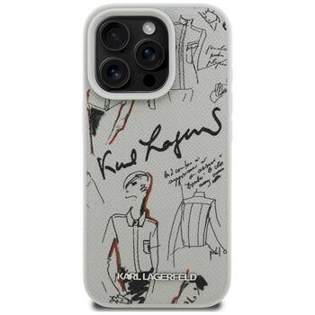 Karl Lagerfeld Grained Pattern & Logo MagSafe Case Защитный чехол для iPhone 16 Pro Max / серый (KLHMP16XPGGRMPKG)