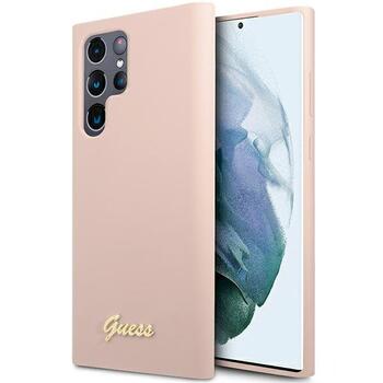 Guess GUHCS23LLSLMGPP Hardcase Silicone Script Metal Logo Защитный чехол для Samsung Galaxy S23 Ultra S918 / розовый (GUHCS23LLSLMGPP)