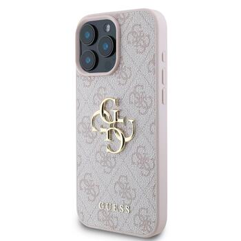 Guess PU 4G Metal Logo Case Защитный чехол для iPhone 16 Pro Max / розовый (GUHCP16X4GMGPI)