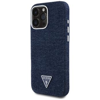 Case Guess Denim Triangle Logo MagSafe Защитный чехол для iPhone 16 Pro Max / синий (GUHMP16XRJFWTLB)