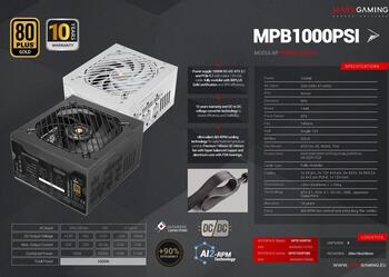 Mars Gaming MPB1000PSIW Fully Modular Power Supply 1000W ATX 3.1 / PCIe 5.1 / 140mm (MPB1000PSIW)