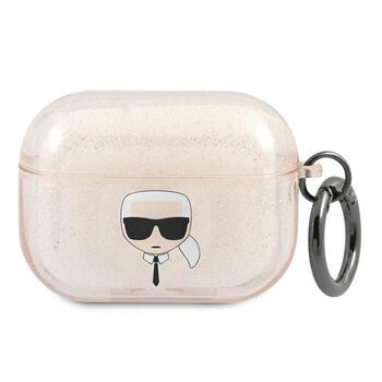 Karl Lagerfeld KLAPUKHGD Aizsargapvalks priekš AirPods Pro / gold Glitter Karl`s Head (KLAPUKHGD)