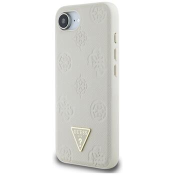 Case Guess Grained Hot Stamp Peony Triangle Logo MagSafe Защитный чехол для iPhone 16e / бежевый (GUHMPSE4PGBTME)