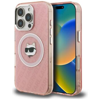 Case Karl Lagerfeld IML Choupette Head Logo MagSafe Защитный чехол для iPhone 16 Pro Max / розовый (KLHMP16XHMKBCHP)