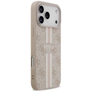 Case Guess 4G Printed Stripes MagSafe Защитный чехол для iPhone 17 Pro Max / розовый (GUHMP17XP4RPSP)