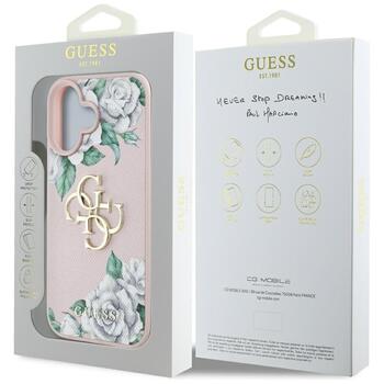 Case Guess Grained Roses Big 4G logo Защитный чехол для iPhone 16 / розовый (GUHCP16SPGROP4MP)