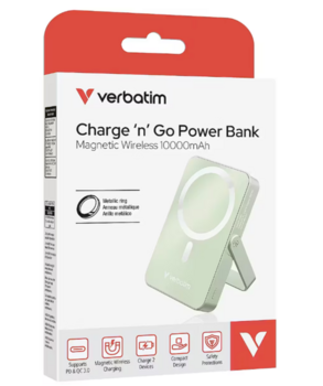 Verbatim Charge n Go Magnetic Wireless Charge Повербанк 10000mAh / Green (32259V)