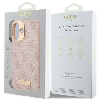 Guess GUHMP16SU4GPRP Hardcase 4G Logo Plate MagSafe Aizsargapvalks priekš iPhone 16 6.1