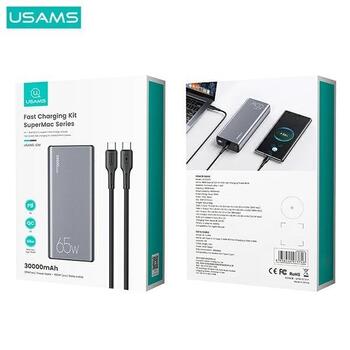 Usams PB59 Fast Charge Powerbank 65W 2xQC3.0+PD Переносная зарядная батарея 30 000mAh (CMXLOGTC01)