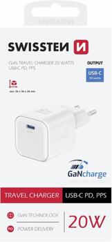 Swissten 3арядное устройство GaN USB-C 20W PD (22070100)