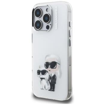Karl Lagerfeld IML Aquarelle Karl & Choupette & Logo Защитный чехол для iPhone 16 Pro Max / белый (KLHCP16XHMKCAQH)