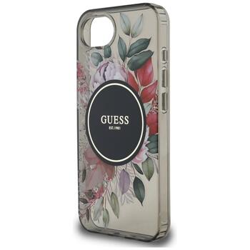 Guess IML Flowers MagSafe Case Защитный чехол для iPhone 16e / чёрный (GUHMPSE4HFWBRCEK)
