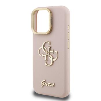 Guess PU Grained 4G Logo Stand Camera Frame Case Aizsargapvalks priekš iPhone 15 Pro / rozā (GUHCP15LPCS4GSP)