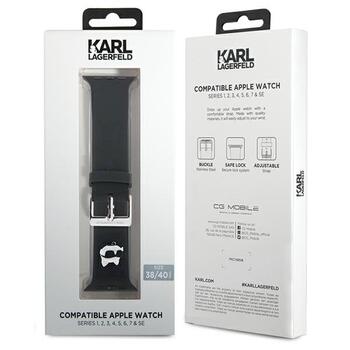 Karl Lagerfeld Strap KLAWMSLCNK Ремешок для часов Apple Watch 38/40/41mm 3D Rubber Choupette Heads / чёрный (KLAWMSLCNK)
