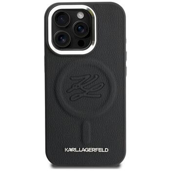 Case Karl Lagerfeld Initial & Metal Logo MagSafe Защитный чехол для iPhone 16 Pro / чёрный (KLHMP16LPGFKLRDK)
