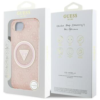Case Guess IML Metal Glitter 4G Circle Triangle MagSafe Защитный чехол для iPhone 16e / 17e / розовый (GUHMPSE4HG4PRTGP)