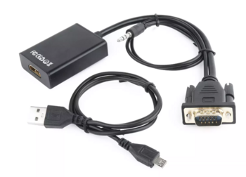 Gembird Adapteris HDMI / 0,15m / USB / AUX / Full HD (A-VGA-HDMI-01)