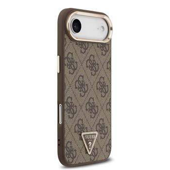 Guess PU Leather 4G Strass Triangle Logo Gold Frame MagSafe Case Защитный чехол для iPhone Air / коричневый (GUHMP17MP4GTDGMW)