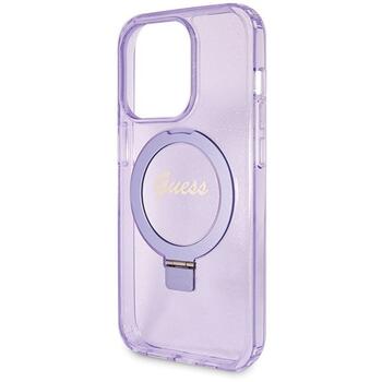 Guess GUHMP14XHRSGSU Защитный чехол с кольцом-подставкой Script Glitter MagSafe для iPhone 14 Pro Max 6.7