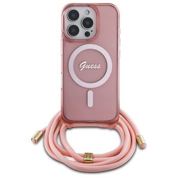 Guess GUHMP16LHCTSGNSP Crossbody Cord Script MagSafe Защитный чехол для iPhone 16 Pro 6.3