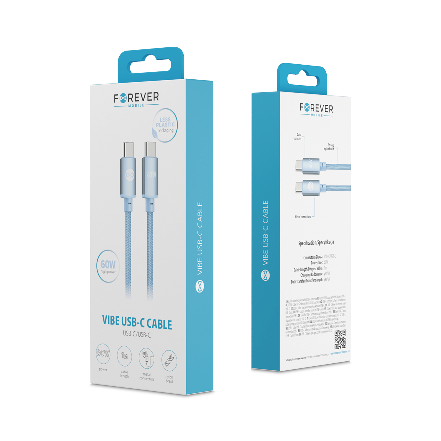 Forever Vibe C2G Kabelis USB-C uz USB-C 1m (GSM277862)