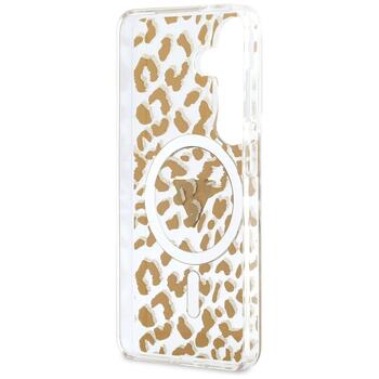 Case Guess IML Leopard Print Triangle MagSafe Aizsargapvalks priekš Samsung Galaxy S26 / brūns (GUHMS26SHLEGTGLW)