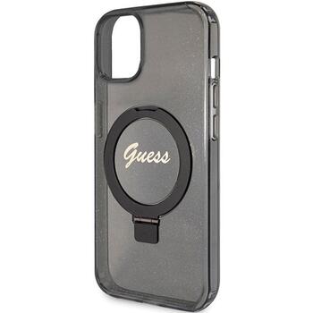 Guess GUHMP14SHRSGSK Hardcase Ring Stand Script Glitter MagSafe Защитный чехол для iPhone 14 / 15 / 13 6.1