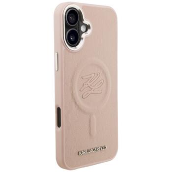 Case Karl Lagerfeld Initial & Metal Logo MagSafe Защитный чехол для iPhone 16 Plus / розовый (KLHMP16MPGFKLRDP)