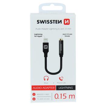 Swissten Lightning нa 3.5 mm Аудио Адаптер для iPhone и iPad 15 cm (SW-LIGHT-3.5MM-BK)