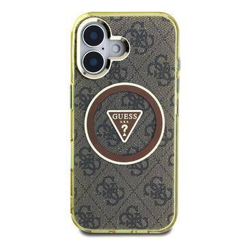 Guess IML 4G Glitter and Triangle Logo MagSafe Case Aizsargapvalks priekš Apple iPhone 16 (GUHMP16SHG4PRTGW)