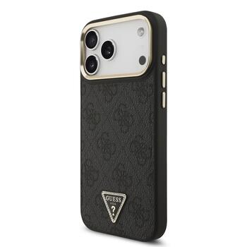 Guess PU Leather 4G Strass Triangle Logo Gold Frame MagSafe Case Защитный чехол для iPhone 17 Pro Max (GUHMP17XP4GTDGMK)
