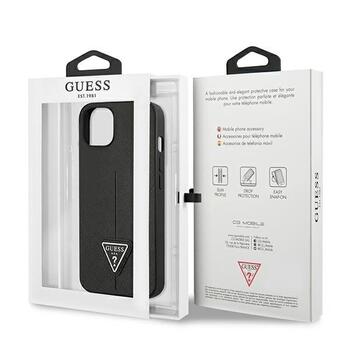 Guess GUHCP14MPSATLK Hardcase Saffiano Triangle Logo Aizsargapvalks priekš iPhone 14 Plus/15 Plus 6.7