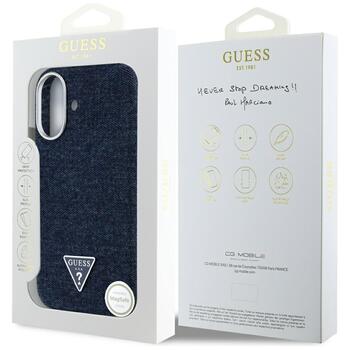 Case Guess Denim Triangle Logo MagSafe Защитный чехол для iPhone 16 / синий (GUHMP16SRJFWTLB)