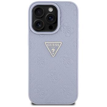Case Guess Hot Stamp 4G Pattern Triangle Metal Logo Aizsargapvalks priekš iPhone 16 Pro Max / violets (GUHCP16XPGP4STRU)