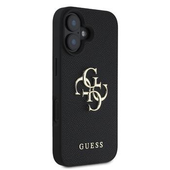 Guess PU Grained 4G Metal Logo Case Чехол для Apple iPhone 16 (GUHCP16SPGT4MBK)