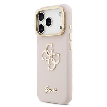 Guess PU Grained 4G Logo Stand Camera Frame Case Aizsargapvalks priekš iPhone 17 Pro / rozā (GUHCP17LPCS4GSP)