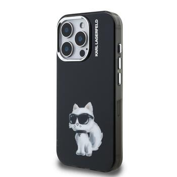 Karl Lagerfeld IML Aquarelle Choupette Case Aizsargapvalks priekš iPhone 15 Pro / melns (KLHCP15LHMCHAQK)