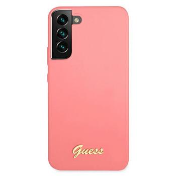 Guess GUHCS22MLSLMGFU Hardcase Silicone Script Metal Logo Aizsargapvalks priekš S22+ S906 / fuksija (GUHCS22MLSLMGFU)