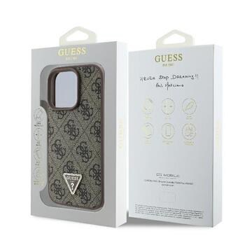 Guess Leather 4G Triangle Strass Защитный Чехол для Apple iPhone 16 Pro Max (GUHCP16XP4TDPW)