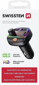 Swissten RGB Bluetooth FM Transmitteris 2x USB / USB-C (20114031)