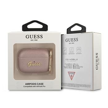 Guess GUAPSASMP AirPods Pro cover Saffiano Script Metal Collection Защитный чехол для AirPods Pro / розовый (GUAPSASMP)