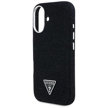 Case Guess Denim Triangle Logo MagSafe Aizsargapvalks priekš iPhone 16 / melns (GUHMP16SRJFWTLK)