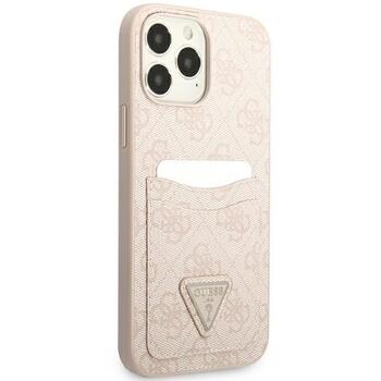 Guess GUHCP13LP4TPP hardcase 4G Triangle Logo Cardslot Aizsargapvalks priekš iPhone 13 Pro / 13 6,1
