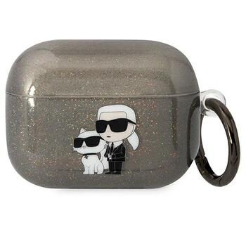 Karl Lagerfeld KLAPHNKCTGK Защитный чехол для AirPods Pro Glitter Karl&Choupette / чёрный (KLAPHNKCTGK)